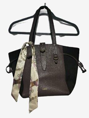 Furla Net M Mixed Media Grained Leather & Suede Tote Bag - Coffee Brown